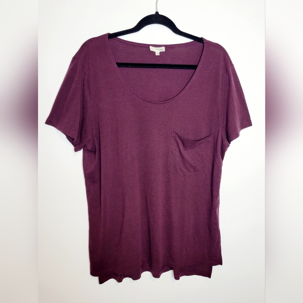 Wilfred Aritzia LIBRE Short Sleeve Top Oversized Burgundy Cardamon Size Large